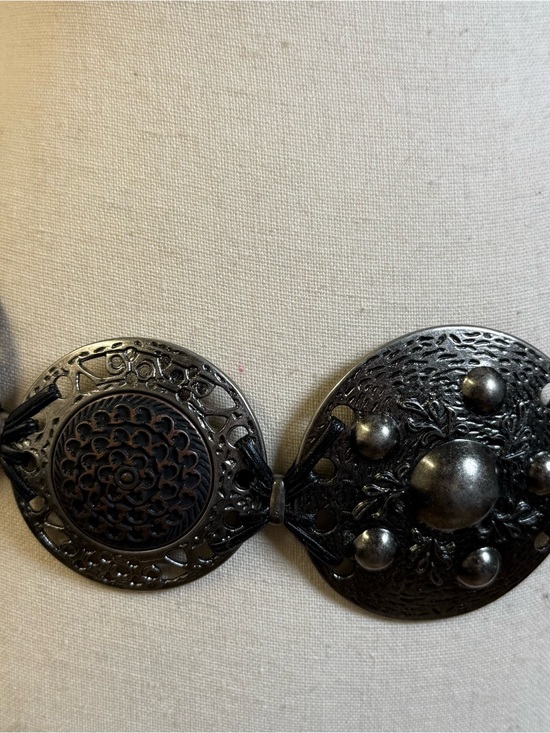 Vintage Chain Loop Metal Studs Detail Belt Viking Western Heavy Disk Bohemian main image 8